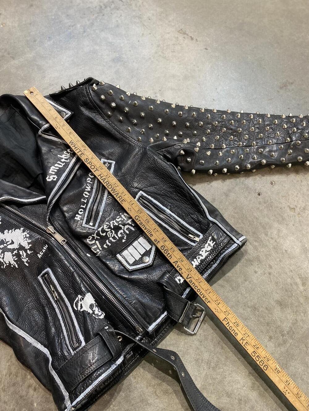 Vintage 90s Punk Studded Leather Jacket anticimex discharge - Picture 13 of 15